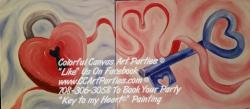The image for "Key to my Heart" Class (No discounts/coupons) - Pre-Sketched Canvas